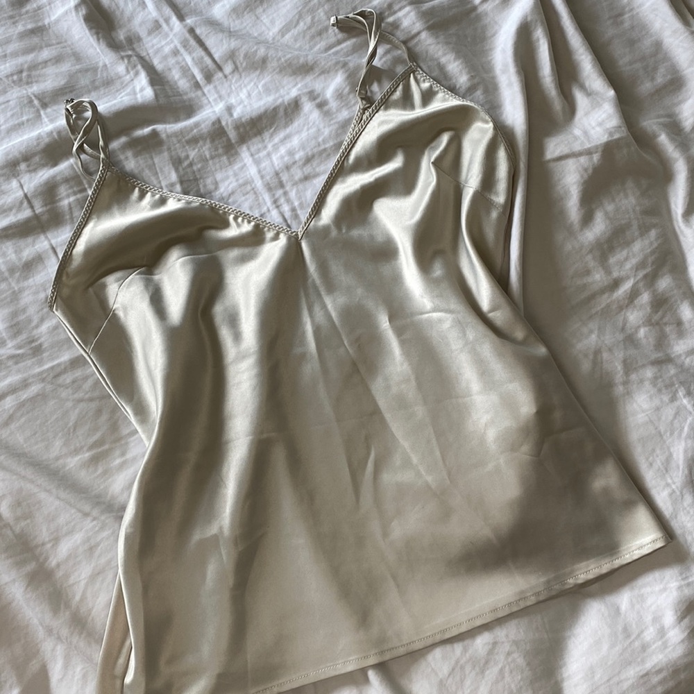 Zara gold/light beige silk tank top cami